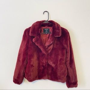 FAUX FUR COLLARED JACKET